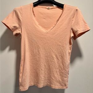 J. Crew Light Peach V-Neck Short Sleeve Tee